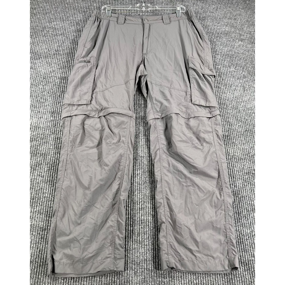Columbia Convertible Hiking Pants Mens 36x30 Gray Cargo Lightweight Casual Camp